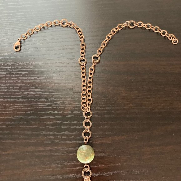 Vintage Y Necklace w/Green Jasper - Picture 5 of 5